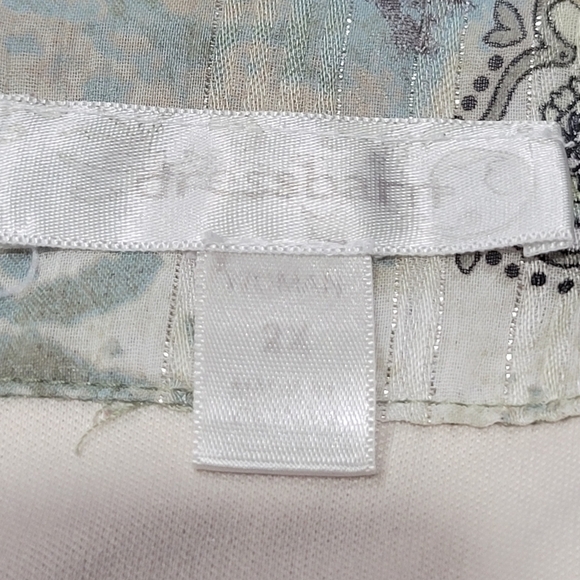 Dressbarn Size 2X Blouse 3/4 Sleeve 2 Layer Paisley Green Browm Metallic Blouse - Picture 7 of 7